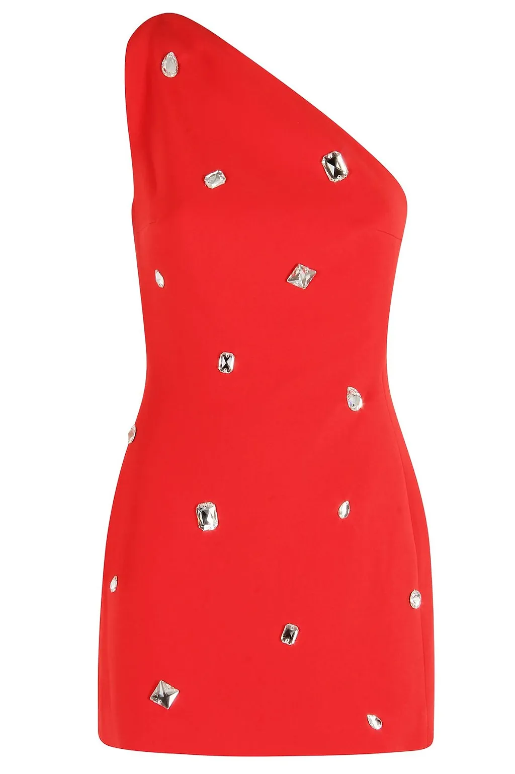 Crystal-Embellished One-Shoulder Dress
