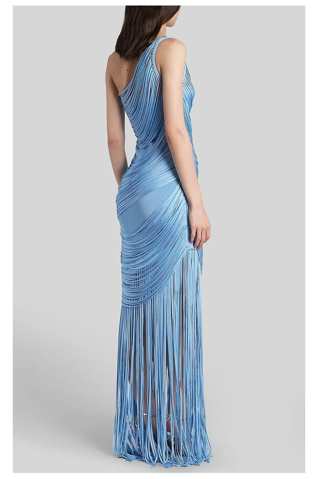 Fringe Draping Knit Gown