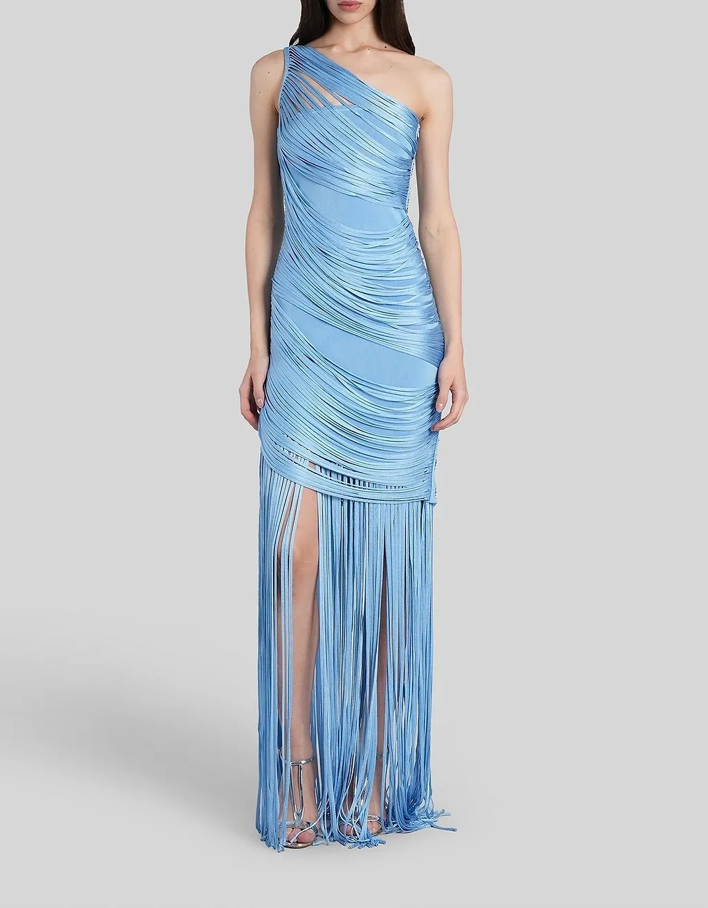 Fringe Draping Knit Gown