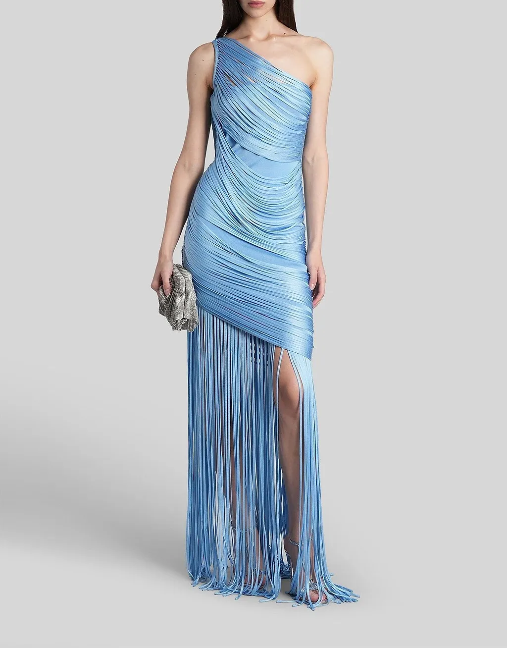 Fringe Draping Knit Gown