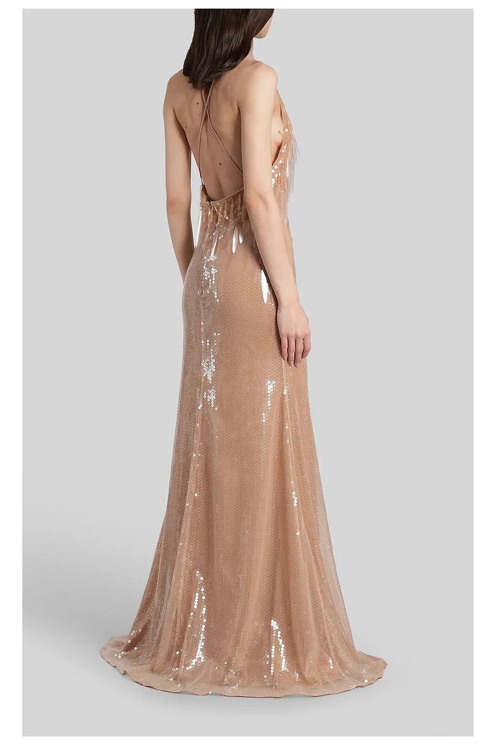 David Koma Gradient Sequinned V-Neck Gown