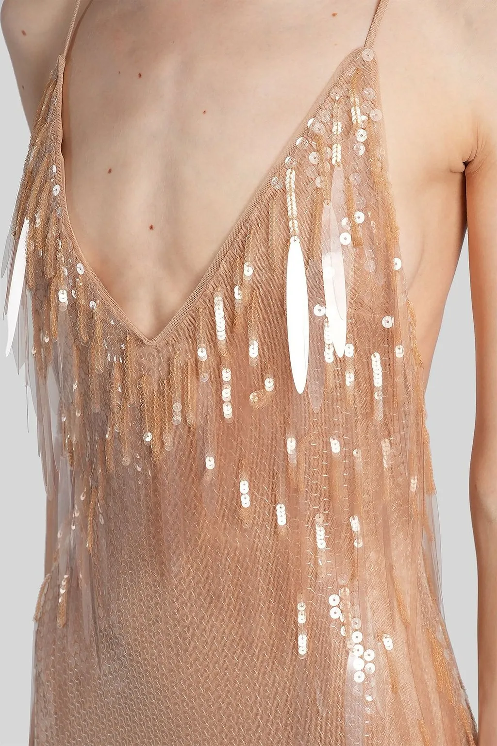 David Koma Gradient Sequinned V-Neck Gown