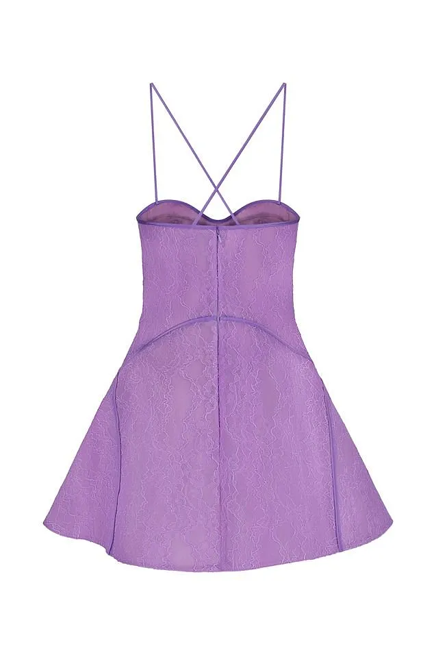David Koma Lace Satin Mini Dress