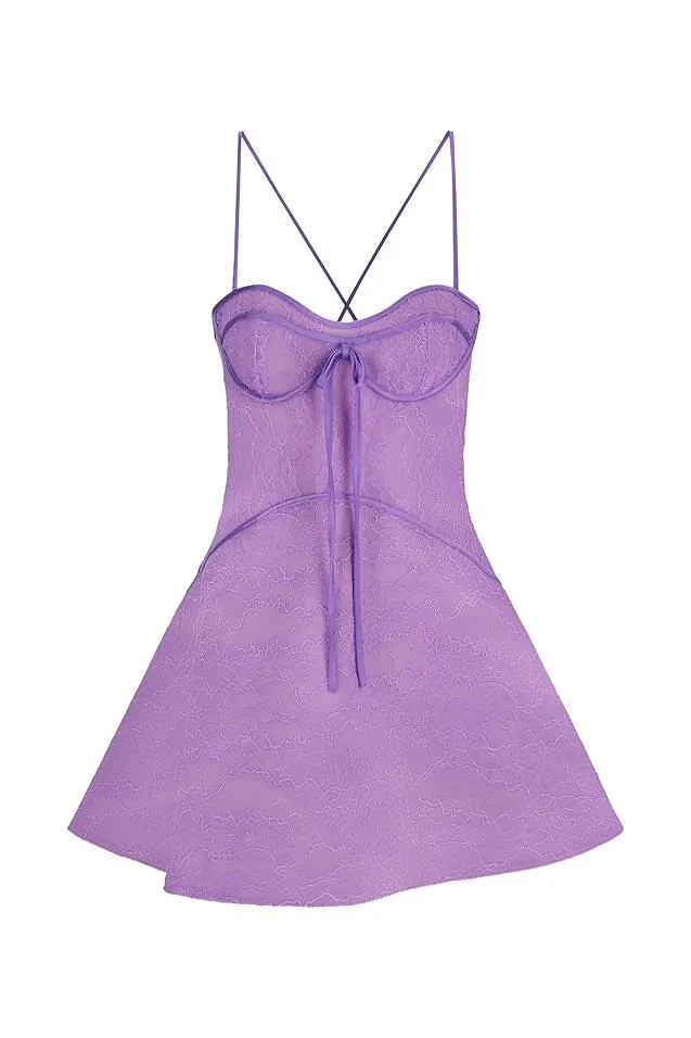 David Koma Lace Satin Mini Dress