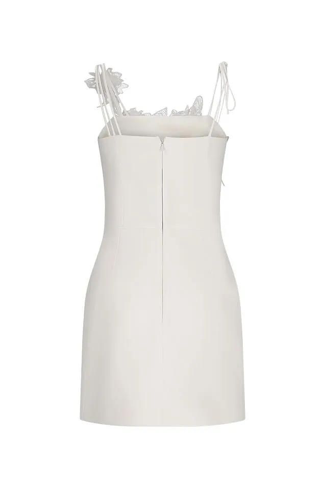 David Koma Lace Rose Flower Embroidered Mini Dress