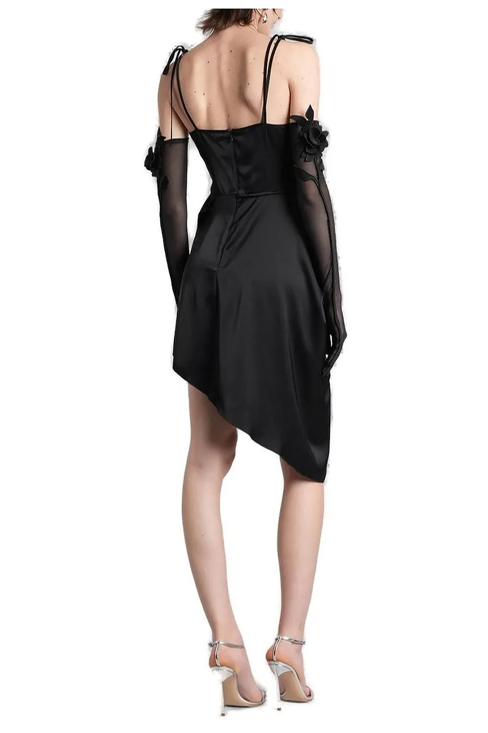 David Koma Lace Rose Satin Mini Dress