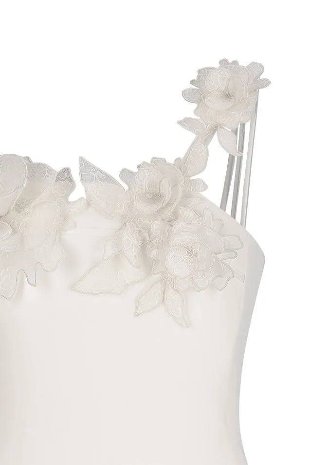 David Koma Lace Rose Flower Embroidered Mini Dress
