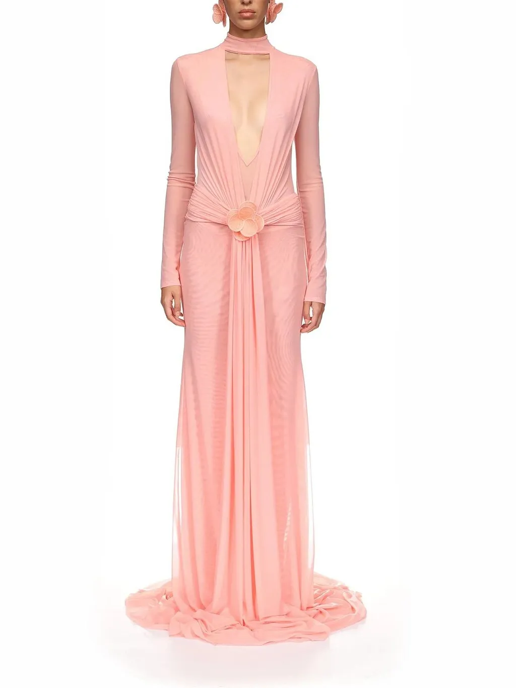 David Koma Plunge Cut-Out Draped Dress