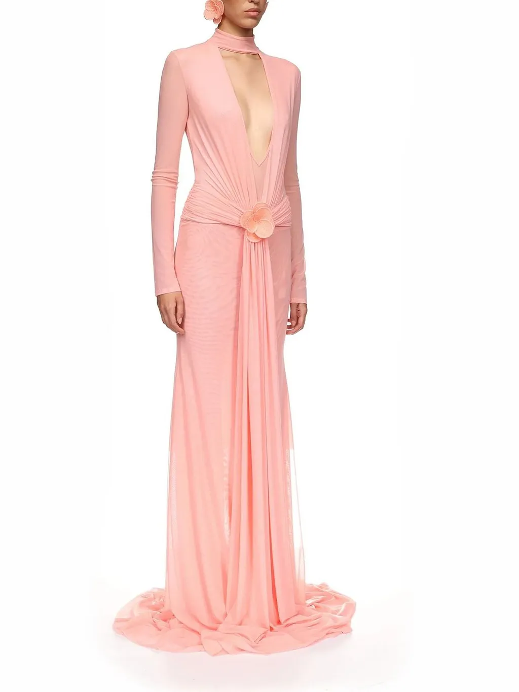 David Koma Plunge Cut-Out Draped Dress