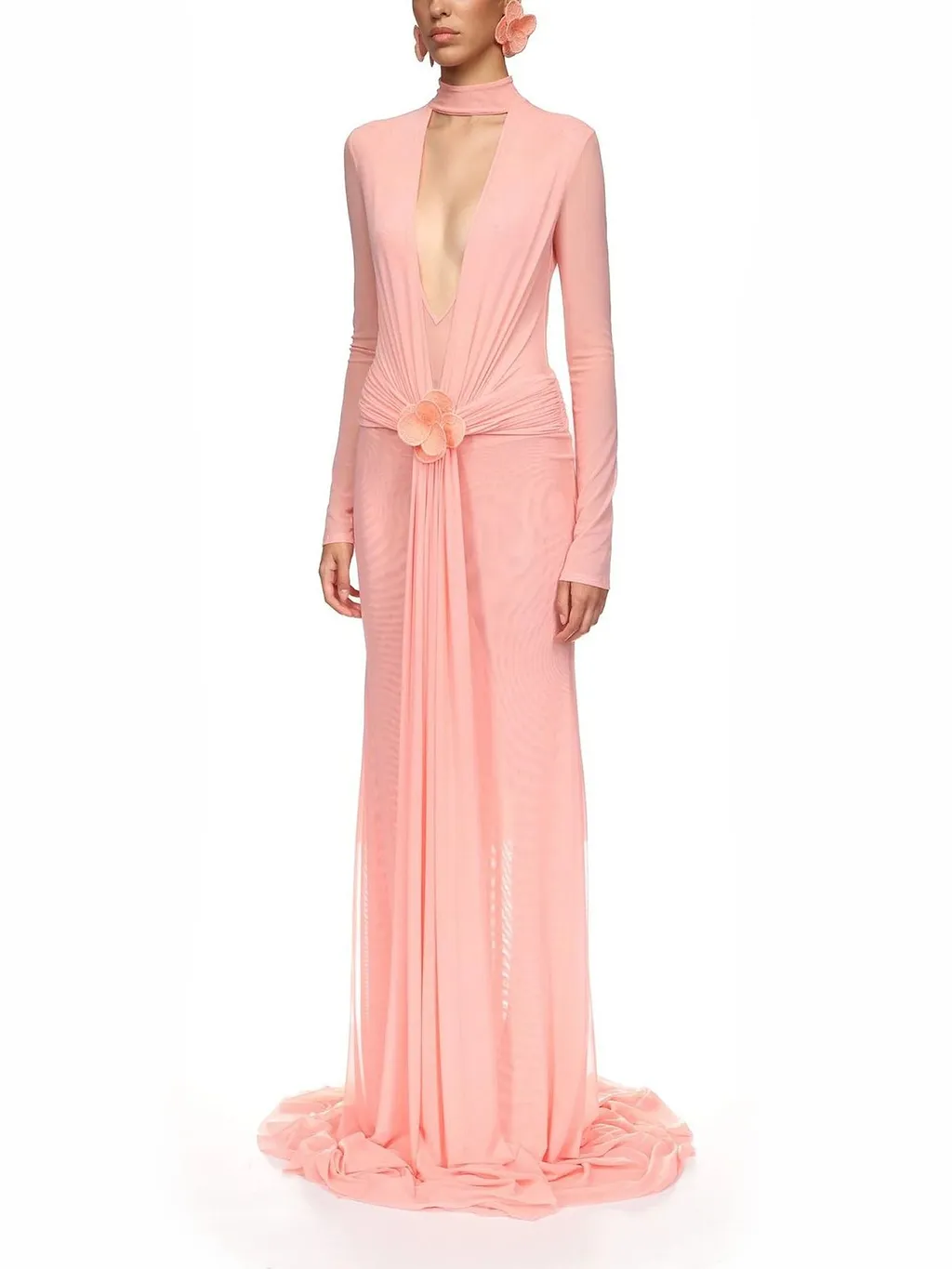 David Koma Plunge Cut-Out Draped Dress