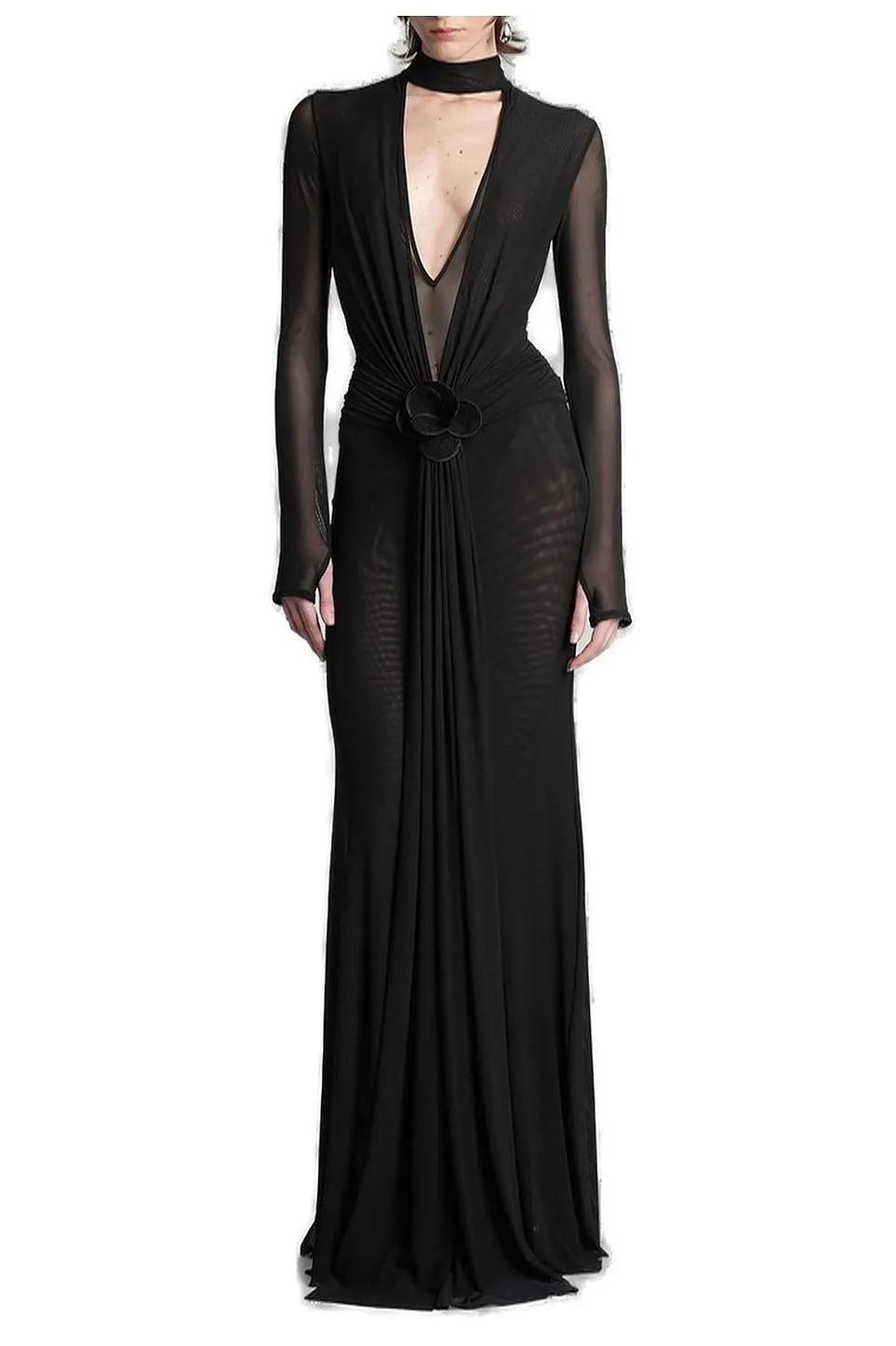 David Koma Plunge Cut-Out Draped Dress