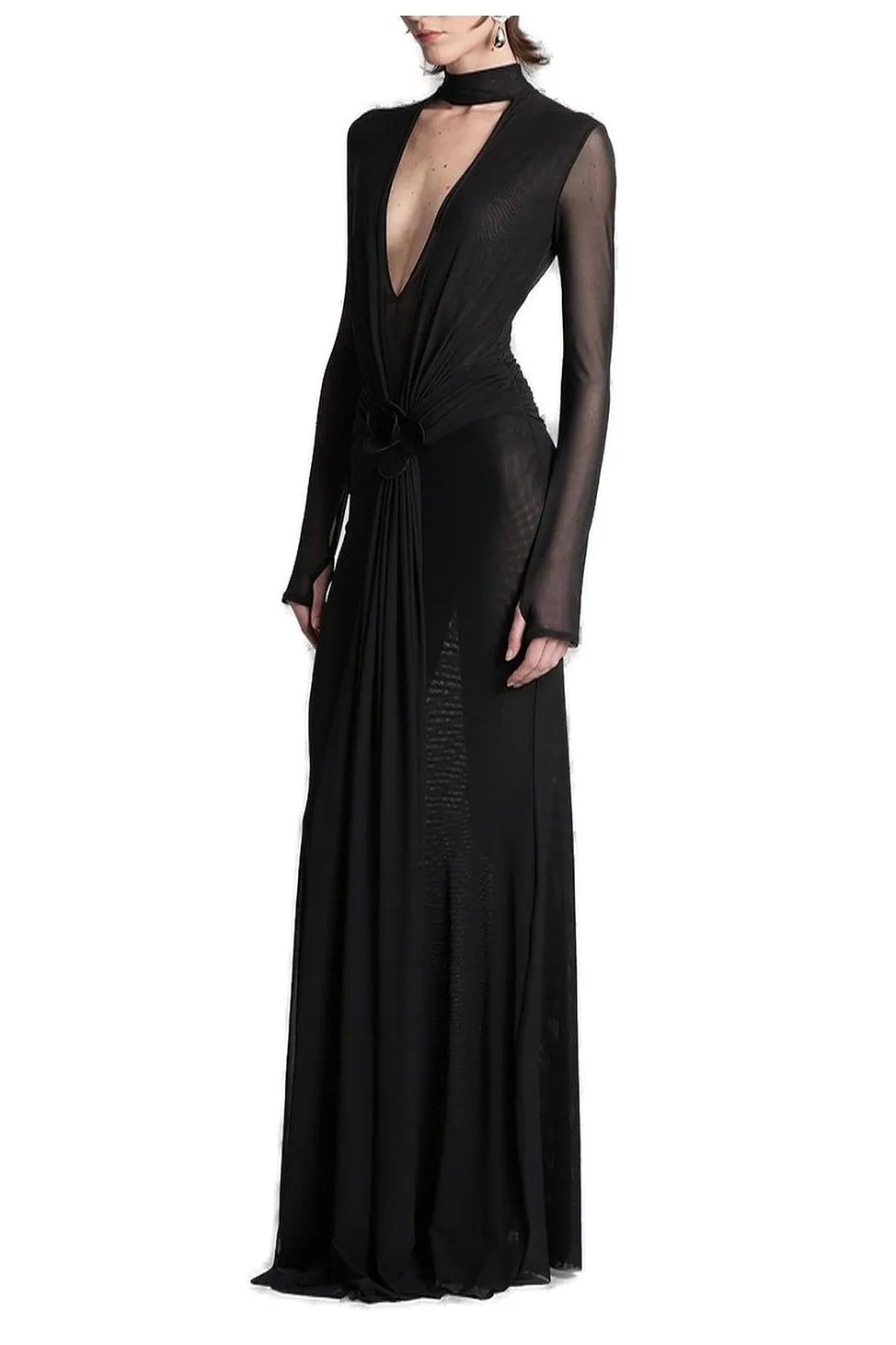 David Koma Plunge Cut-Out Draped Dress
