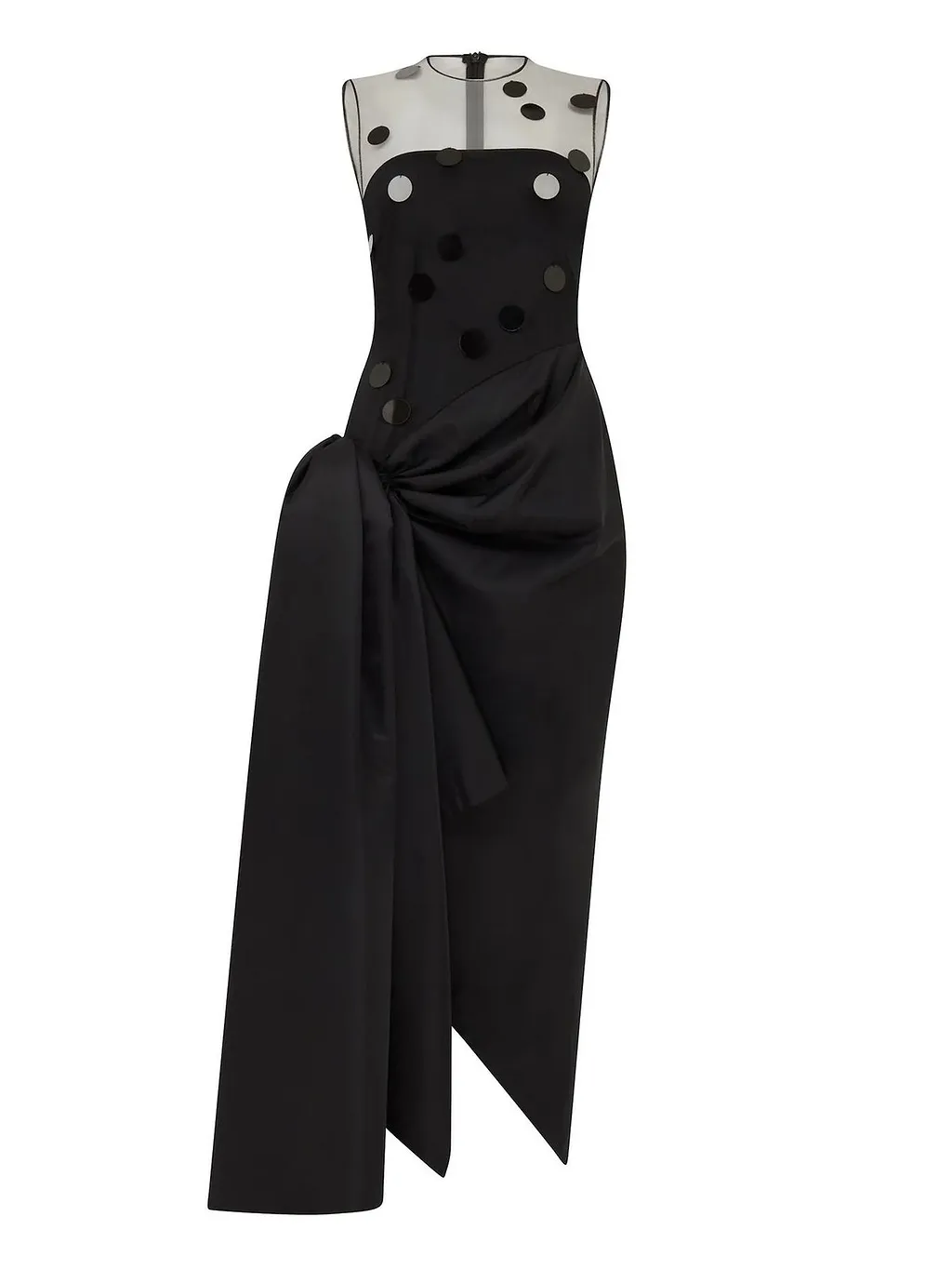 David Koma Polka Dot Draped Midi Dress