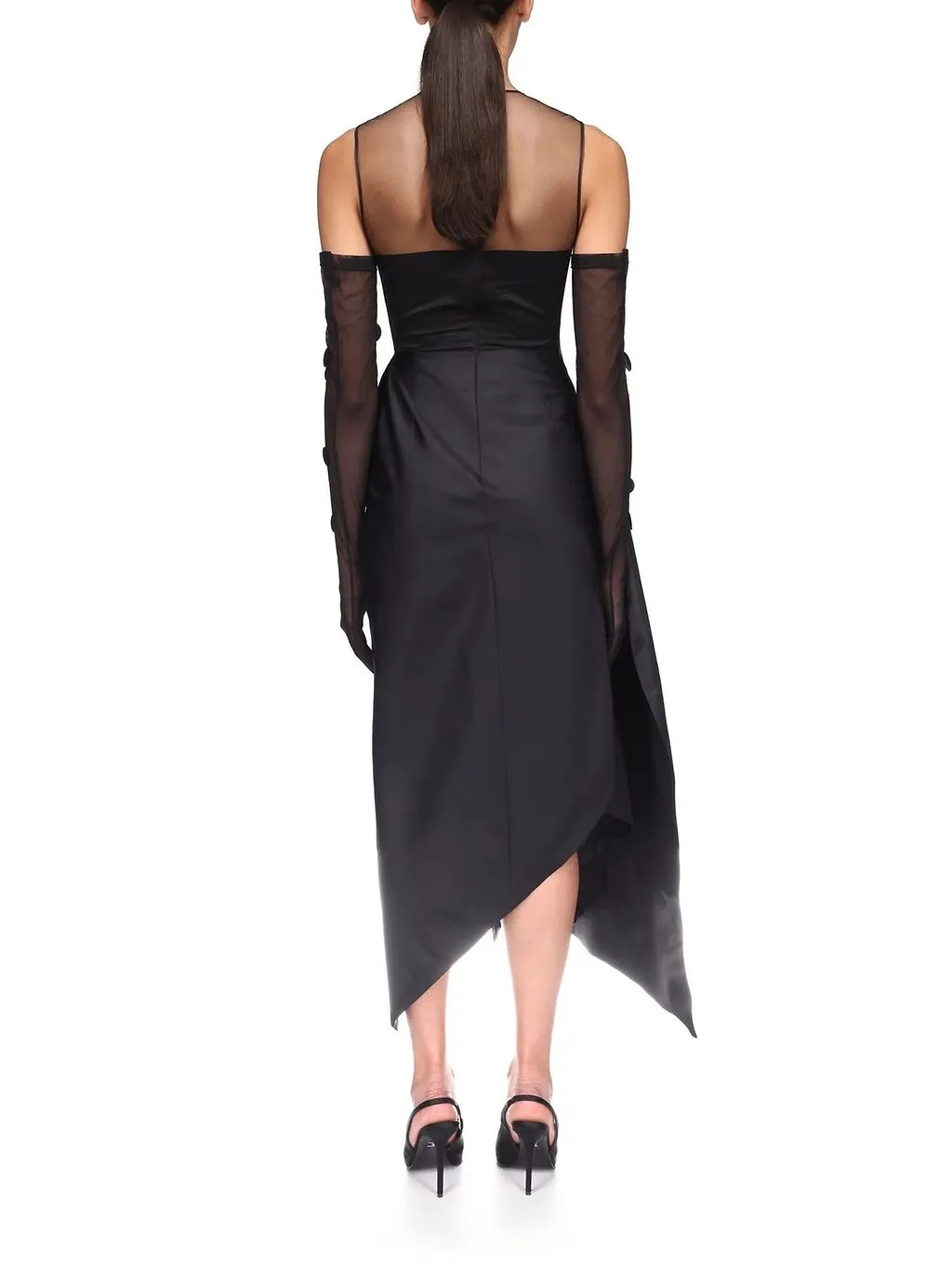 David Koma Polka Dot Draped Midi Dress