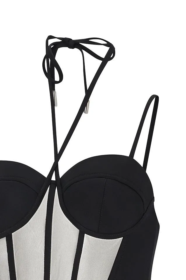 David Koma Sleeveless Tulle Corset Top