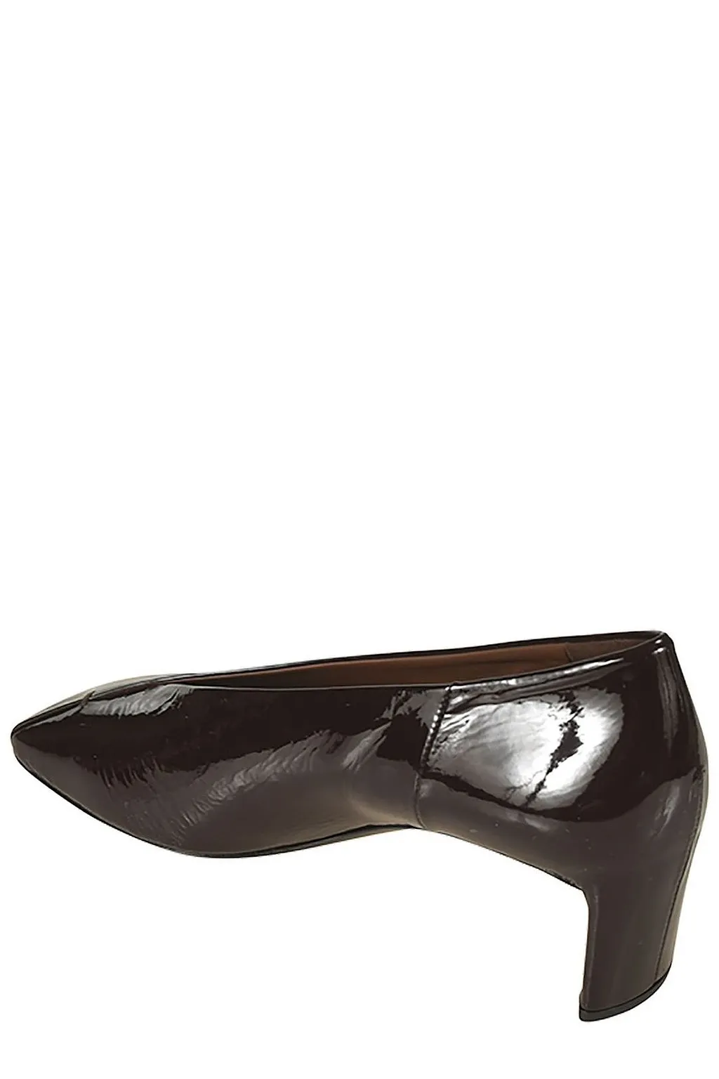 Del Carlo Patent Block Heel Pumps