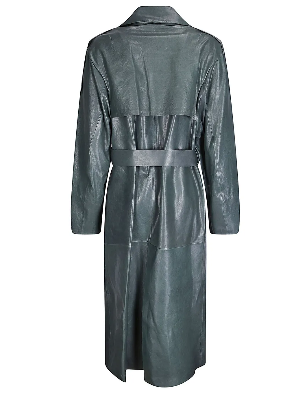 Belted Leather Trench Coat