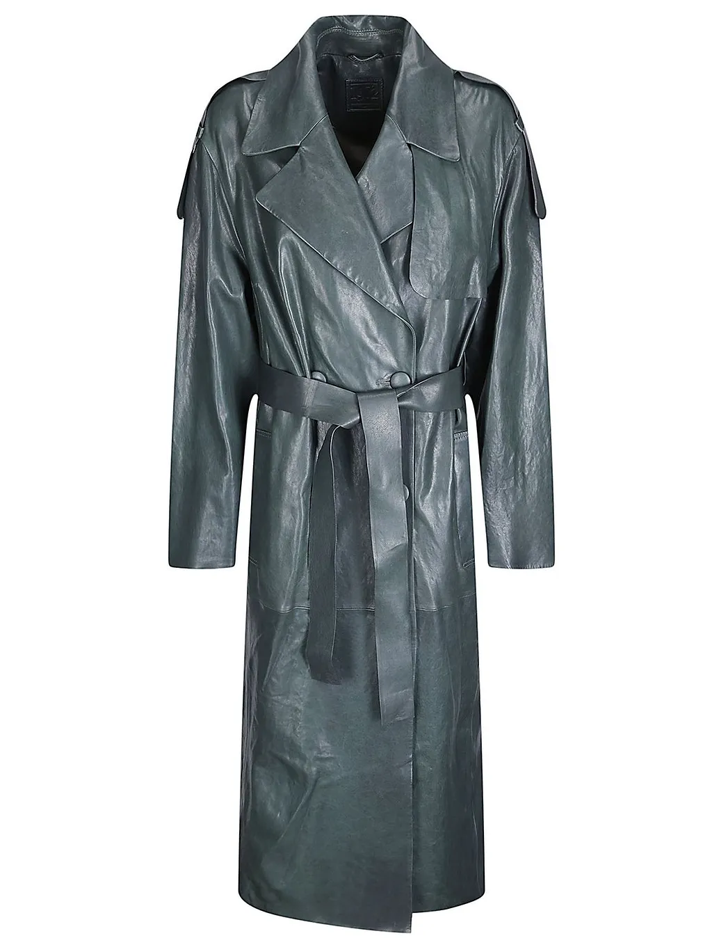 Belted Leather Trench Coat