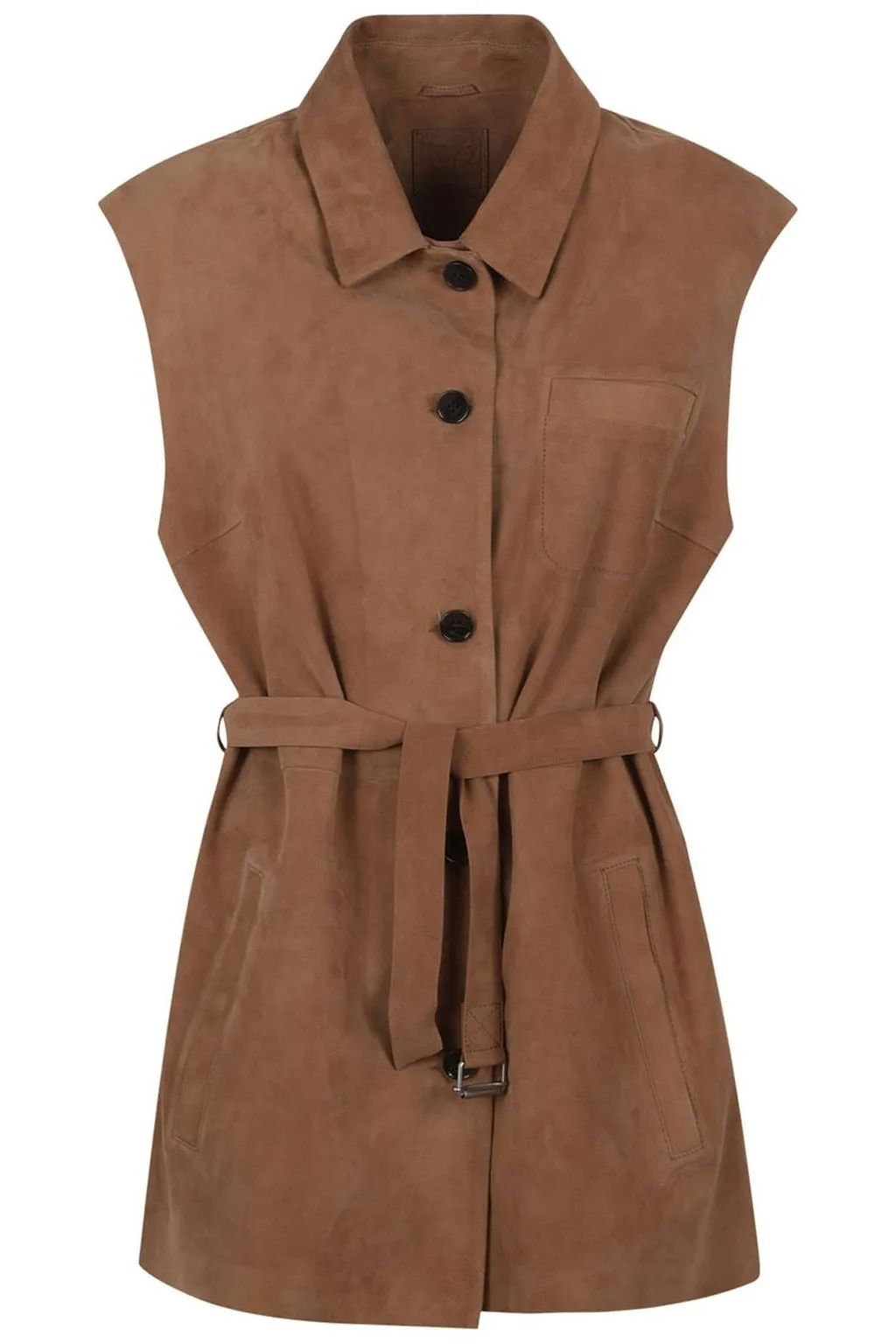 Belted Sleeveless Jacket