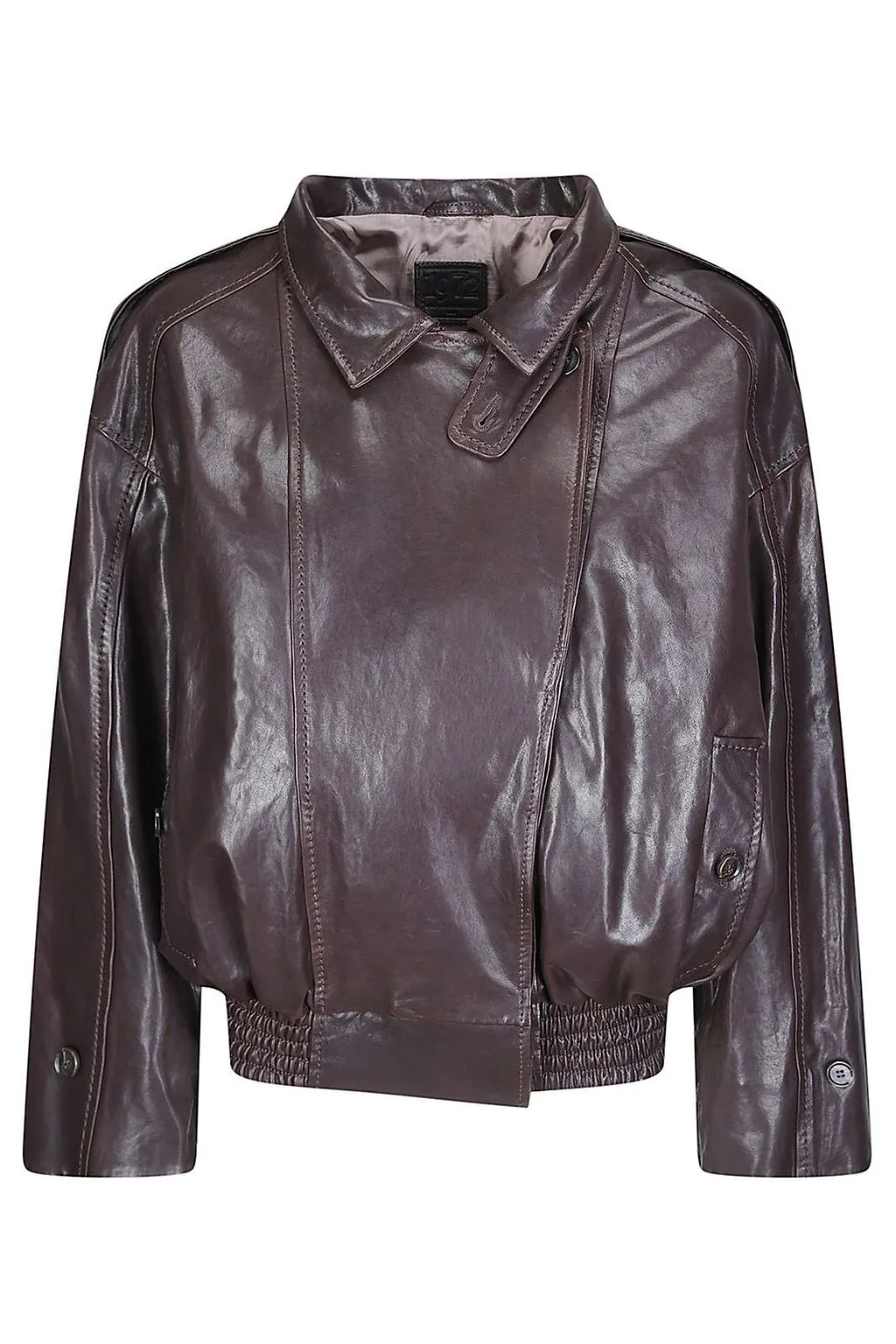 Desa 1972 Leather High Collar Bomber Jacket