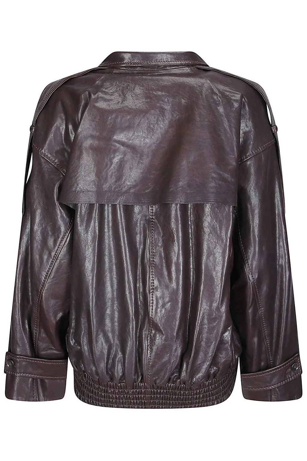Desa 1972 Leather High Collar Bomber Jacket