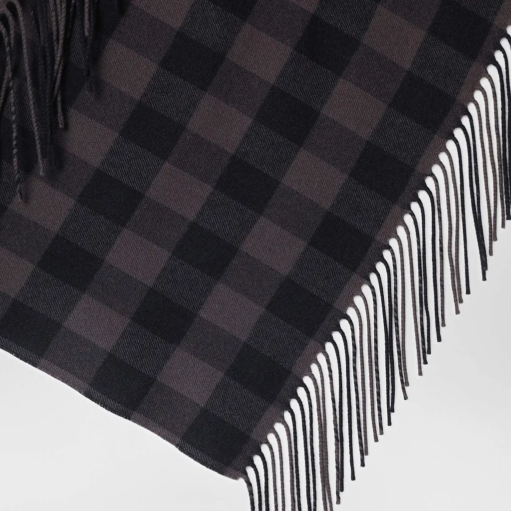 Surl Checked Fringed Scarf