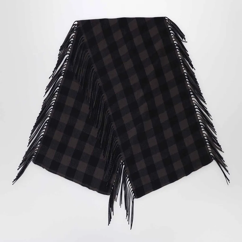 Surl Checked Fringed Scarf