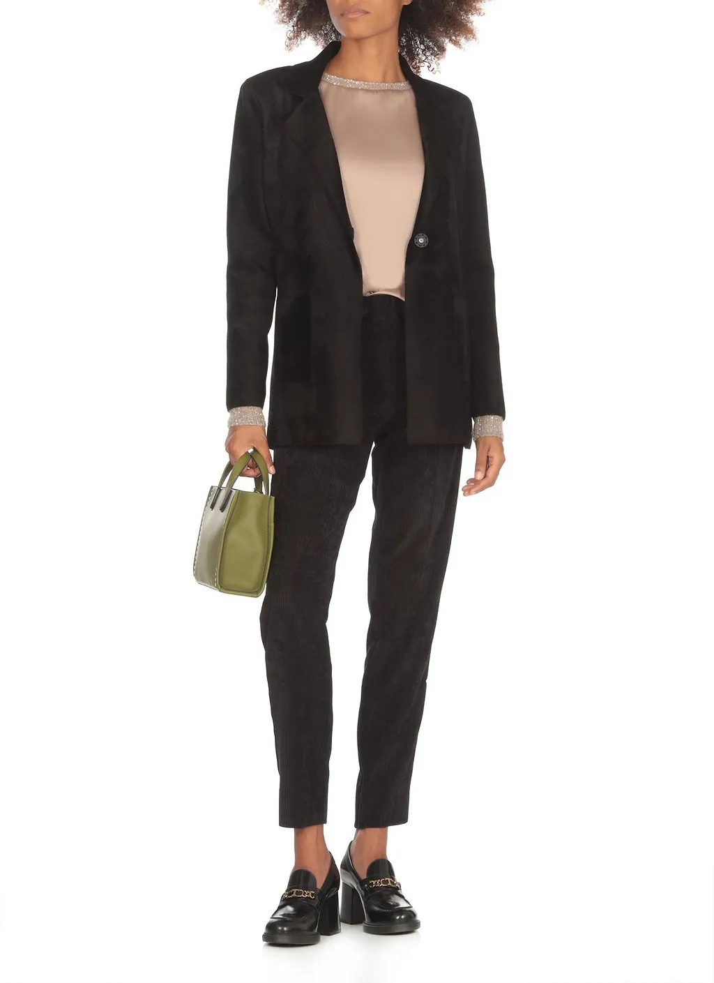 D.Exterior Single-Breasted Straight Hem Blazer