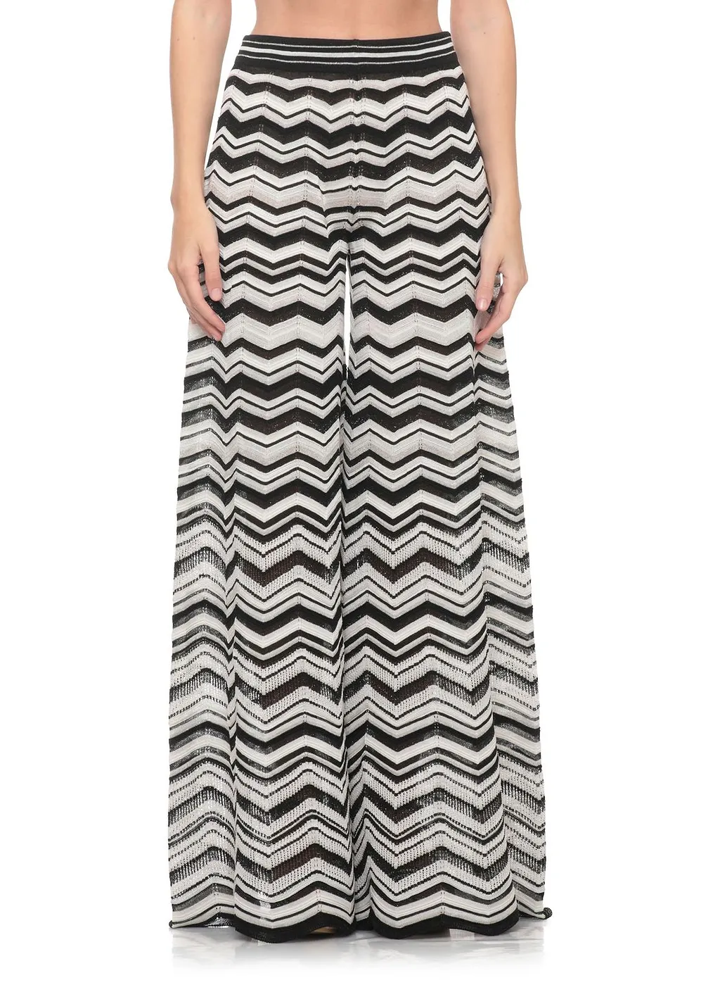 D.Exterior Zigzag Wide-Leg Pants
