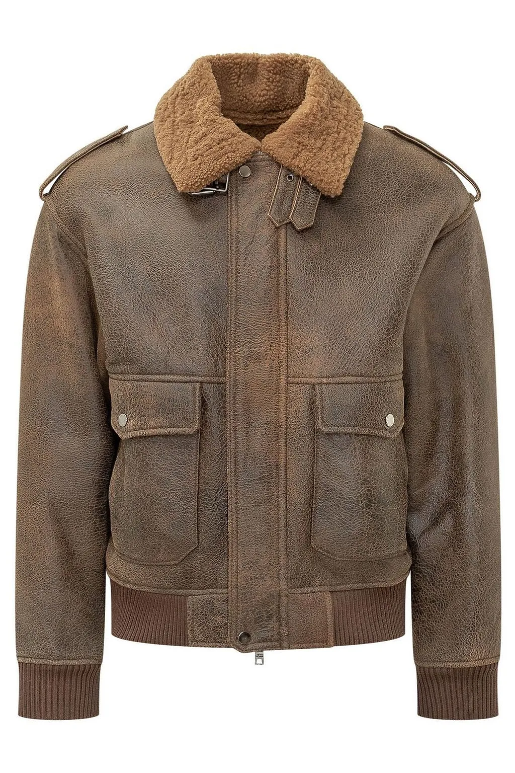 Shearling Collar Bomber Jacket