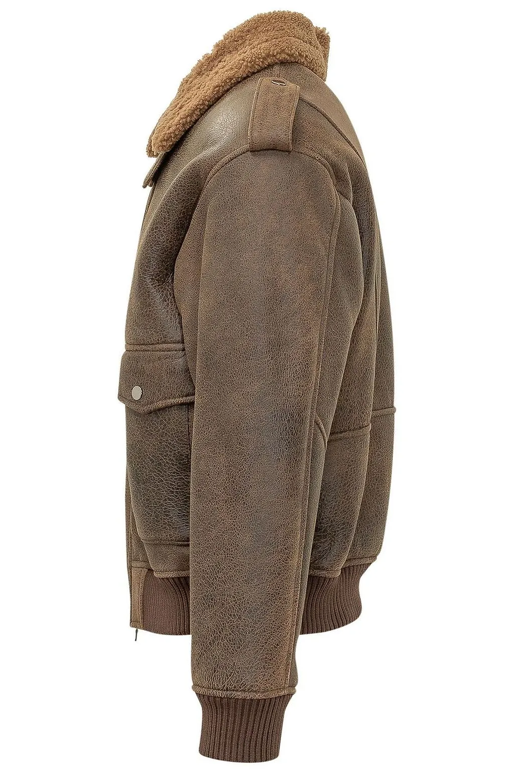 Shearling Collar Bomber Jacket