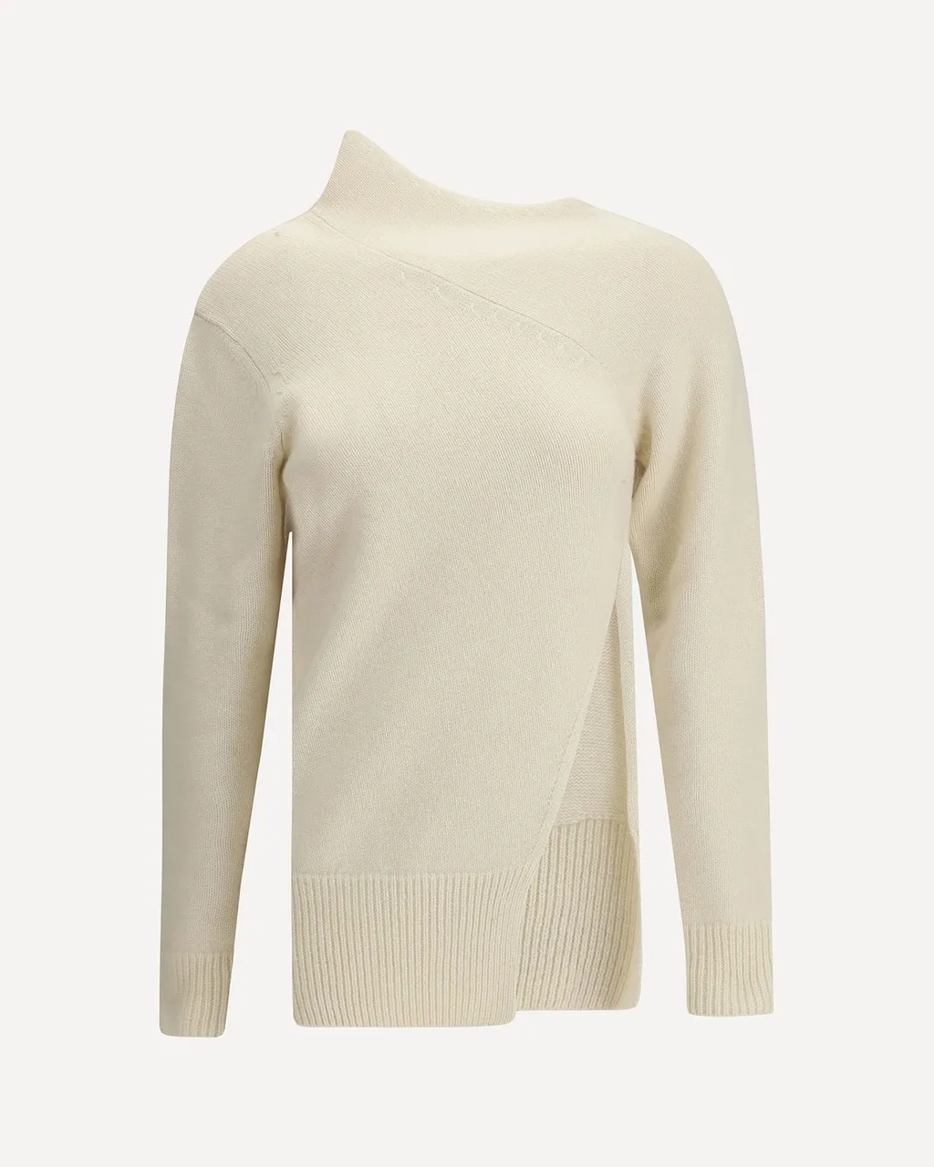 Asymmetric High Collar Knitted Sweater