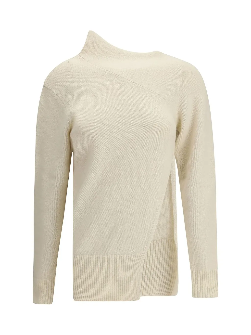 Asymmetric High Collar Knitted Sweater