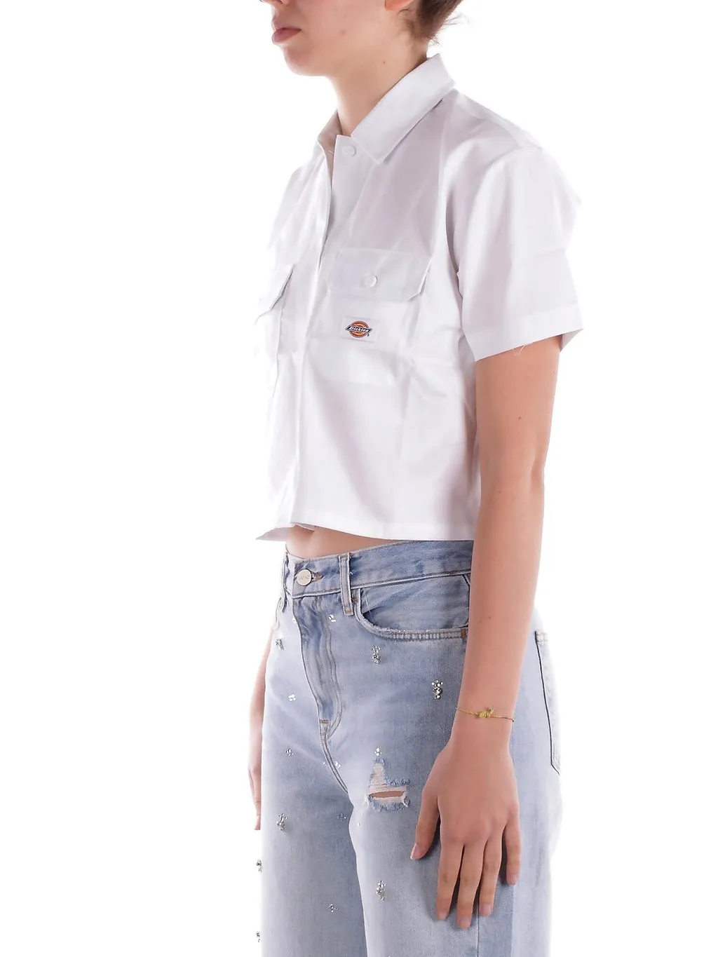 Dickies Logo Patch Short-Sleeved Cropped Shirt