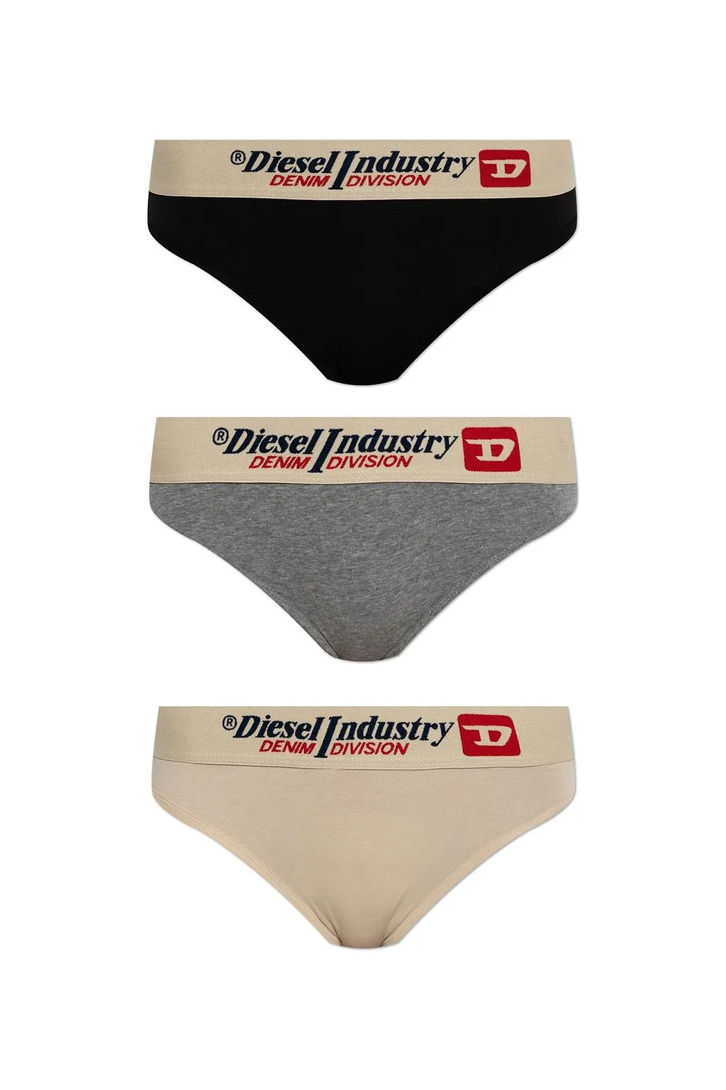 Diesel Fig 3 Packs Logo Waistband Briefs