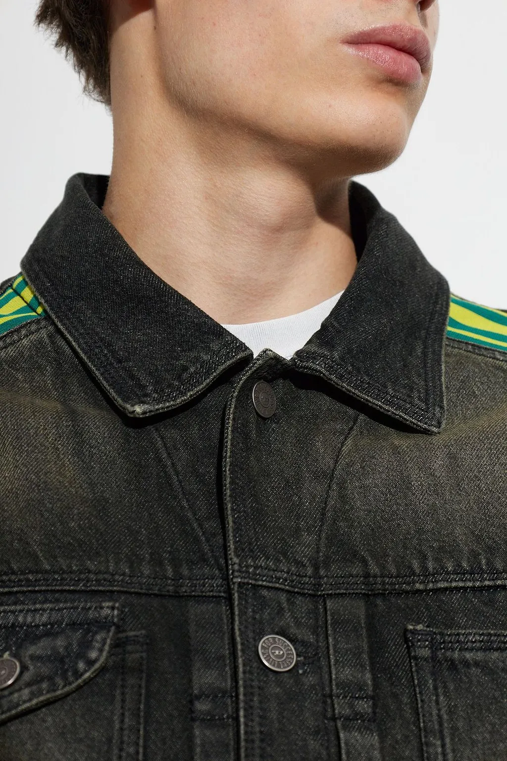 Diesel D Bas Fsj 1 Striped Denim Jacket