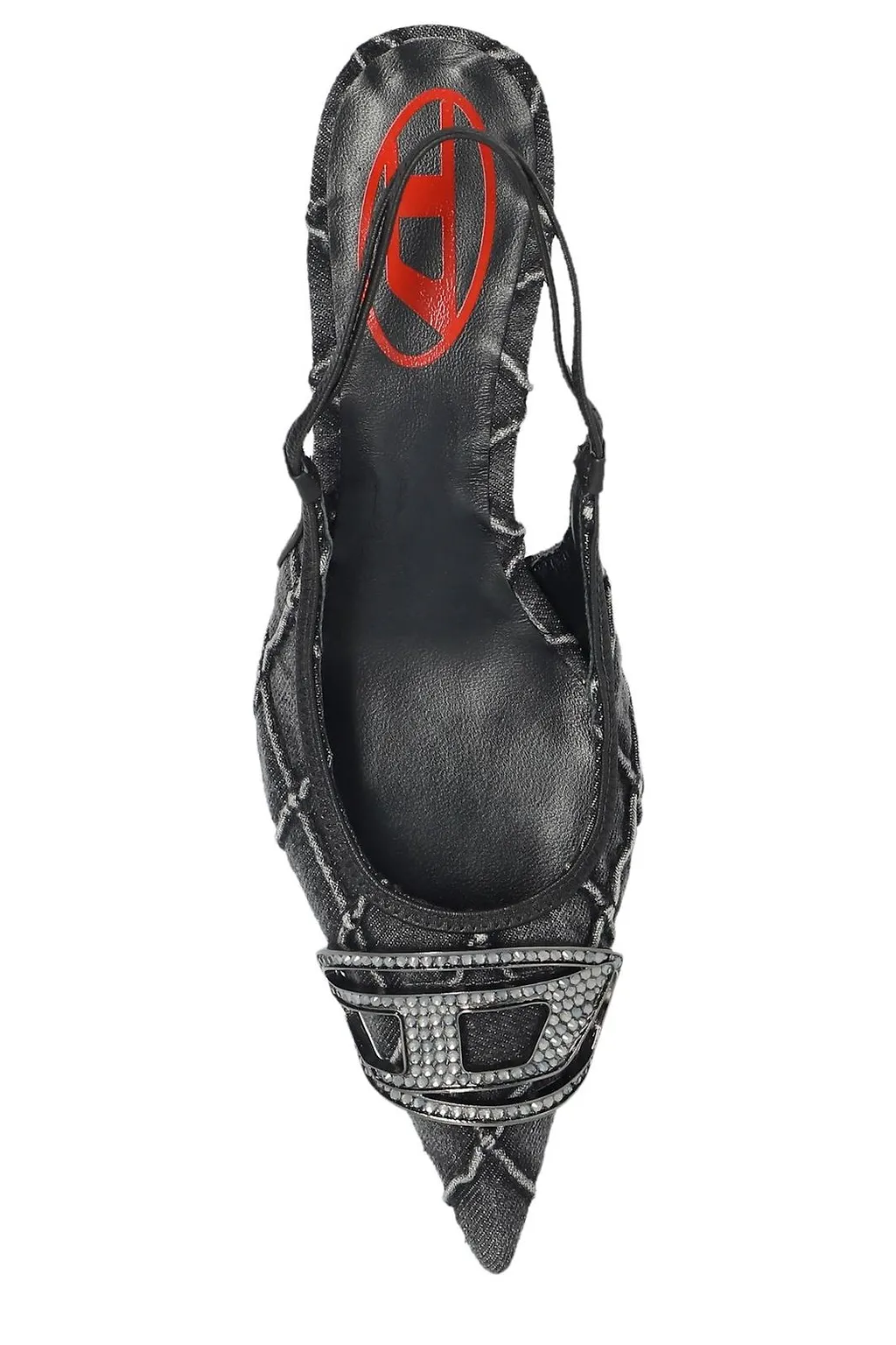 Diesel D-Venus Sb Logo Embellished Slingback Denim Pumps