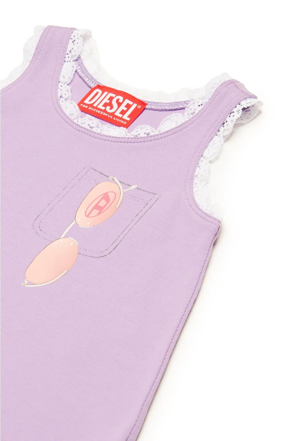 Diesel Kids Lace Trim Sleeveless Dress