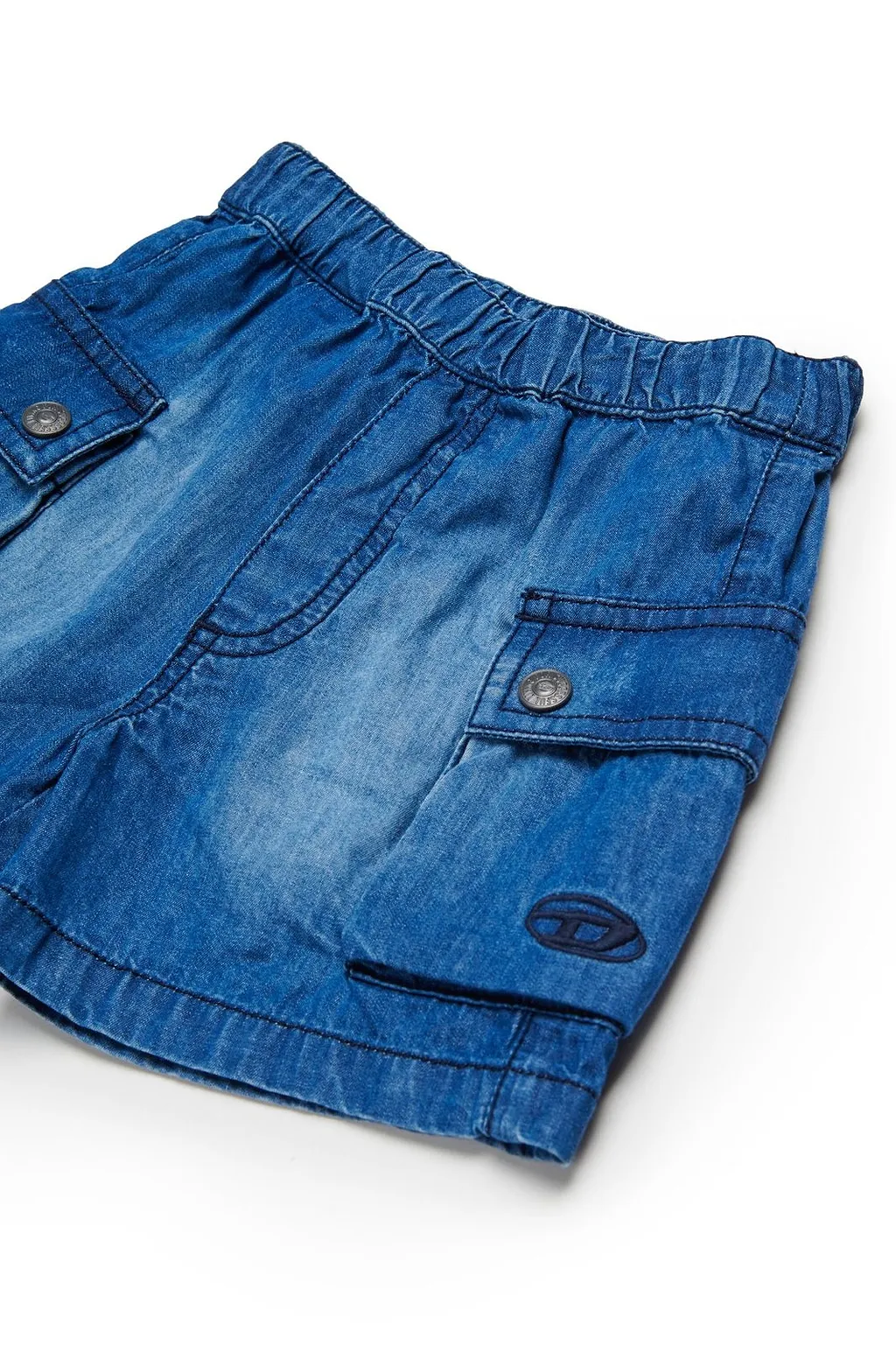 Diesel Kids Logo Embroidered Denim Shorts
