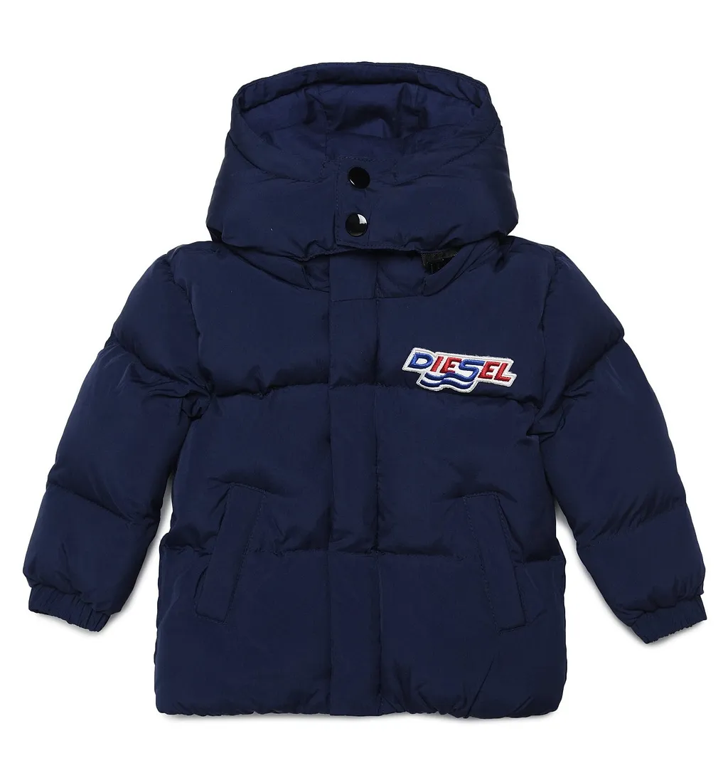 Diesel Kids Logo Patch Long-Sleeved Padded Coat