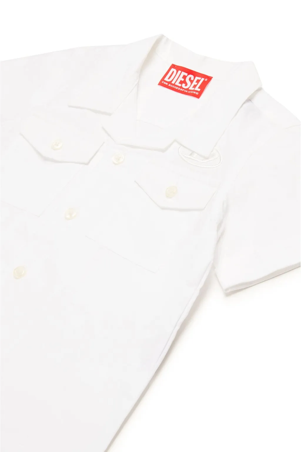 Diesel Kids Oval-D Logo Embroidered Bowling Shirt