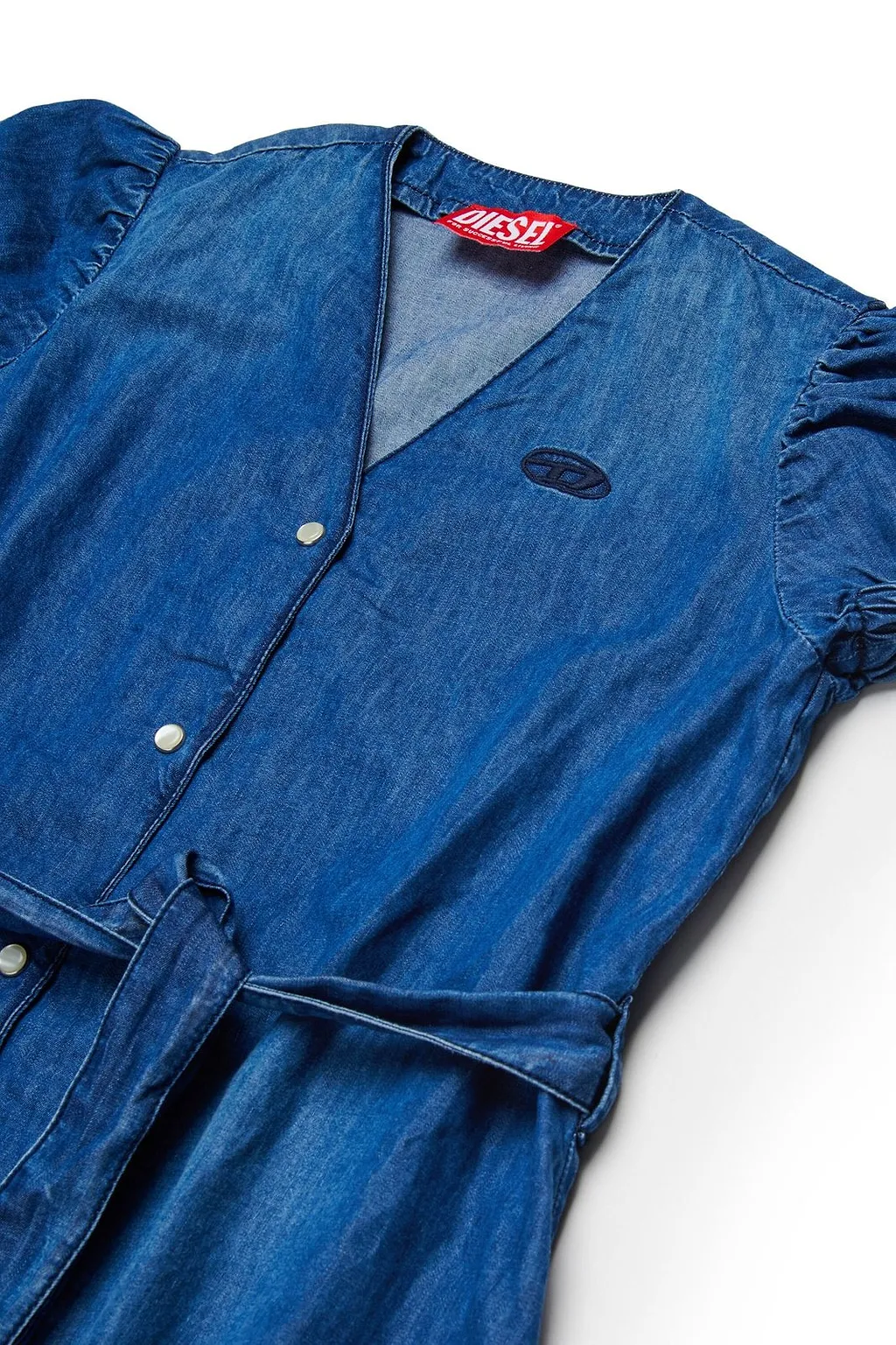 Diesel Kids Oval-D Logo Embroidered Denim Dress
