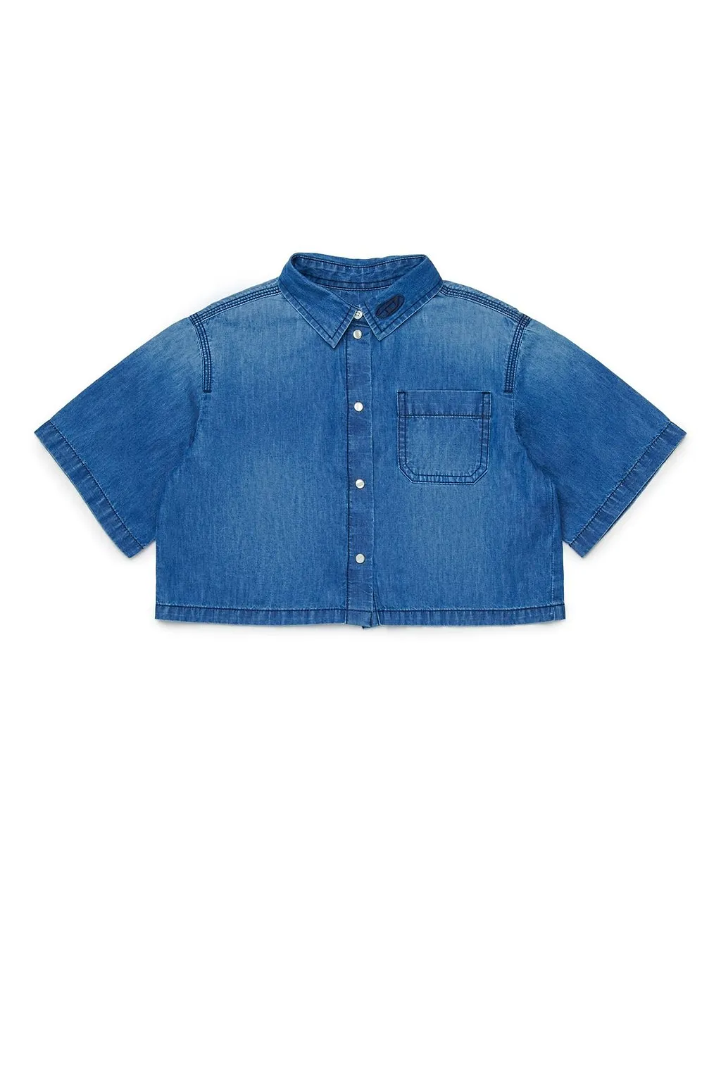 Diesel Kids Oval-D Logo Embroidered Denim Shirt