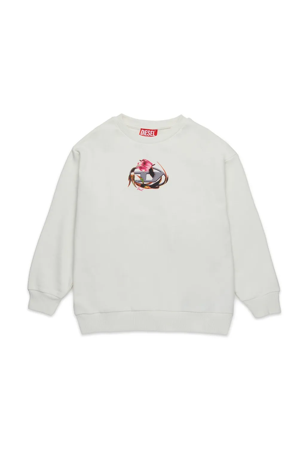 Diesel Kids Oval-D Logo Floral Printed Crewneck Sweatshirt
