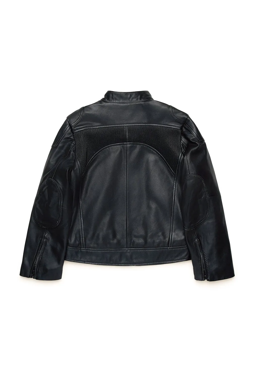 Diesel Kids Oval D Zip-Up Leather Biker Jacket