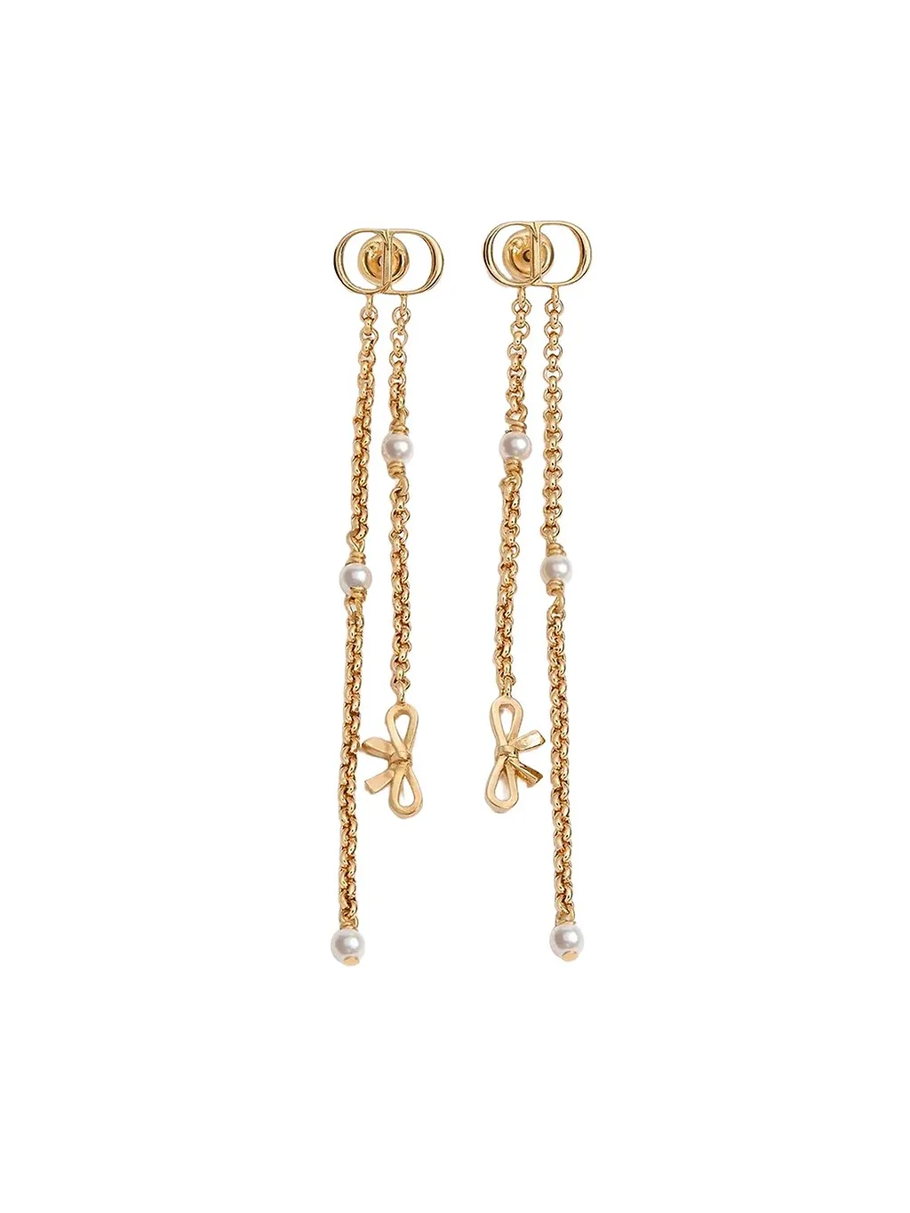 Dior Bow Chain Drop Earrings