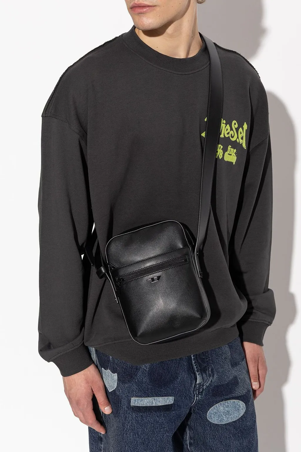 Diesel Rivet D Zip Pocket Shoulder Bag