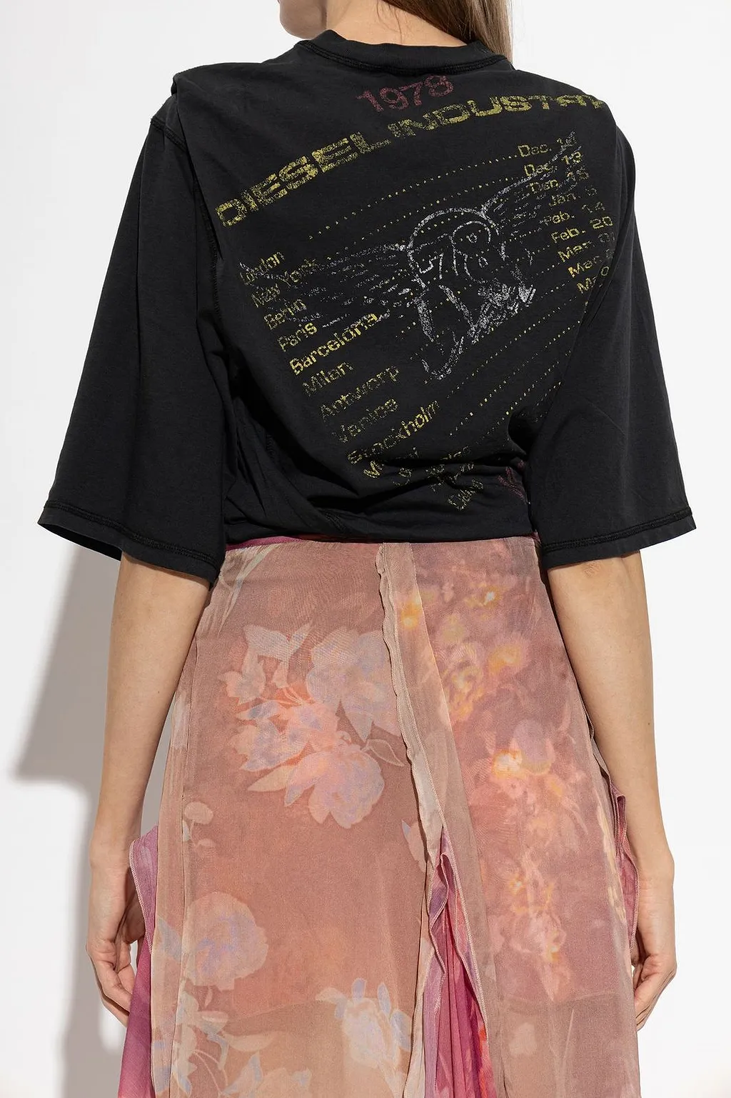 Diesel Logo Printed Draped Bodysuit