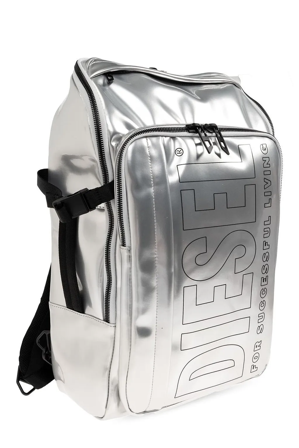 Diesel Logo Print Zip-Up Backpack