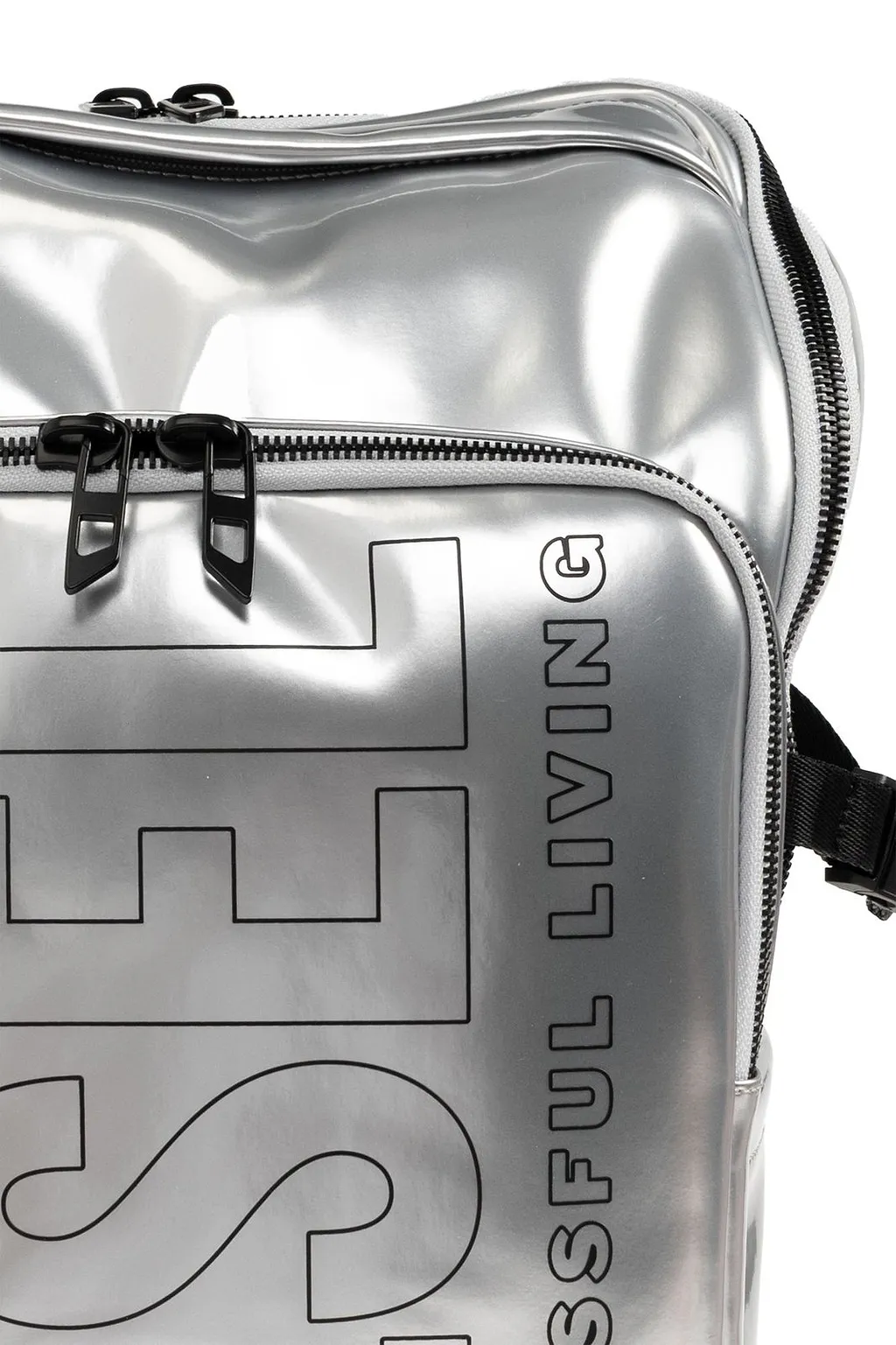 Diesel Logo Print Zip-Up Backpack